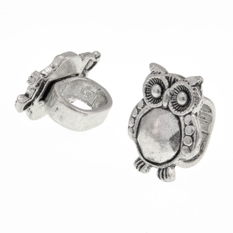 Бусина мет., Сова, 19х16 мм, Античное серебро (BUS-013588)