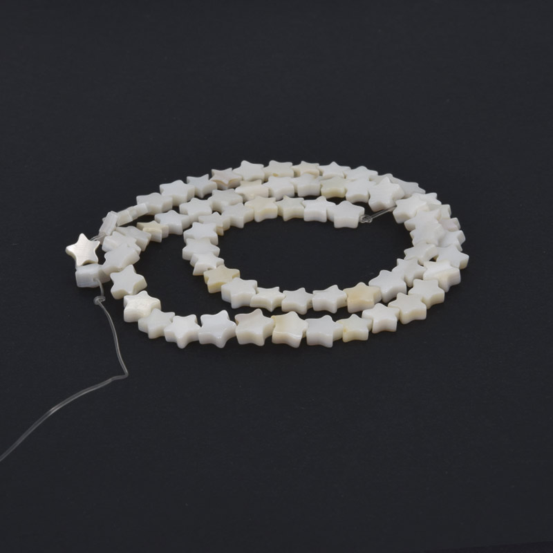 Намистини Перламутр білий, Натур. камінь, 6,5 мм, Зірка (BUS-058111)