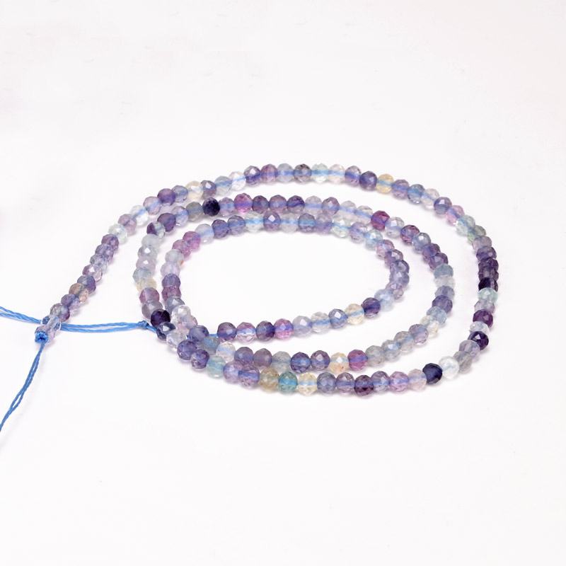 Намистини Флюорит, Натур. камінь, 3 мм, Круглі грановані (BUS-051837)