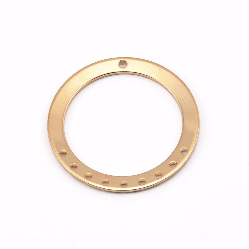 Конектор металевий круглий на 9 отворів, 27 мм, Золото (KON-055497)