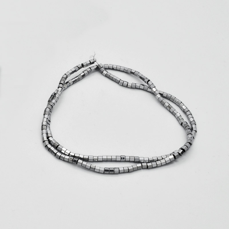 Намистини Гематит, Натур. камінь, 2,5 мм, Циліндр, З покриттям, Сріблясті (BUS-051761)