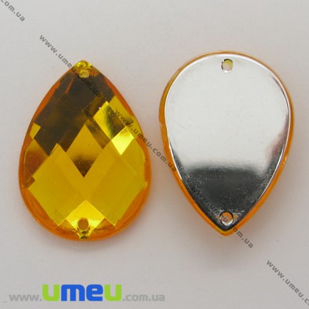Пришивний кристал пласт. Крапля гранована, 21х15 мм, Помаранчевий (KAB-005240)