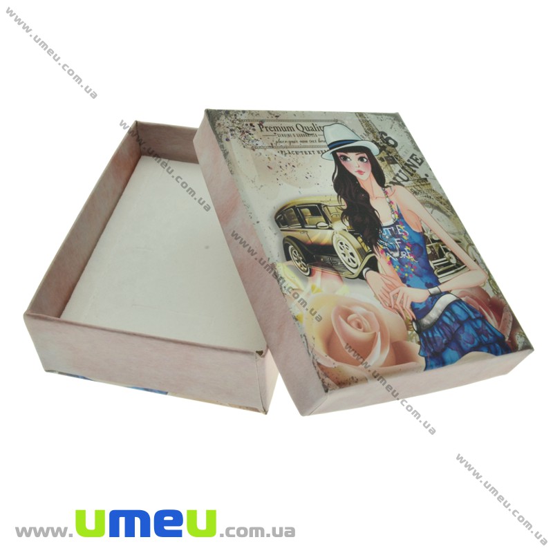 Подарункова коробочка Прямокутна з малюнком, 9х7х3 см, Рожева (UPK-023164)