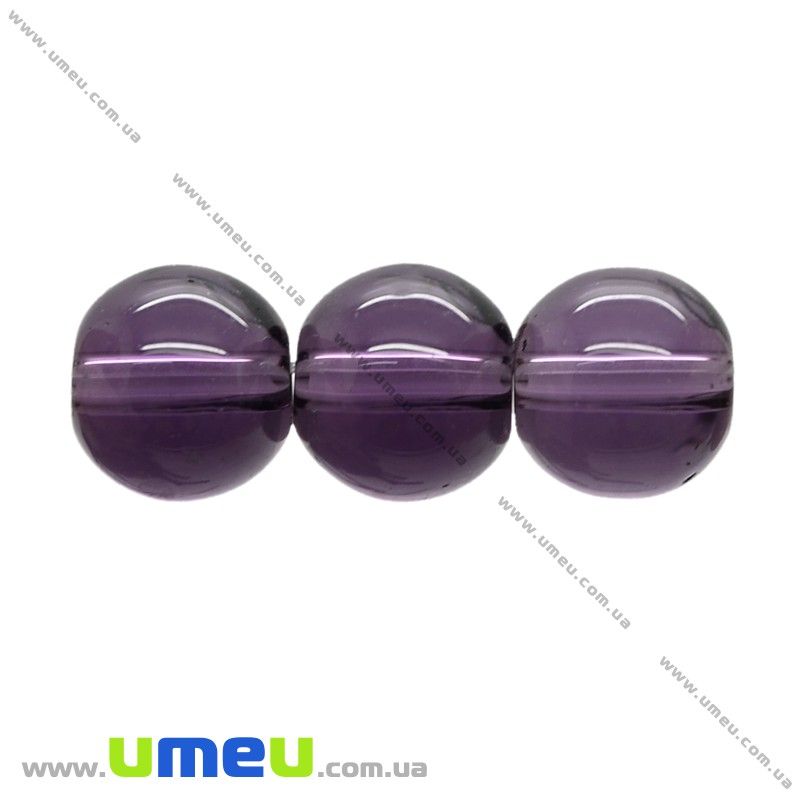 Бусина стеклянная Круглая, 8 мм, Фиолетовая, 1 шт (BUS-001010)