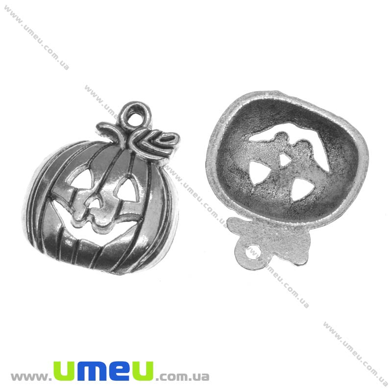Подвеска метал. Тыква, 18х16 мм, Античное серебро (POD-003363)