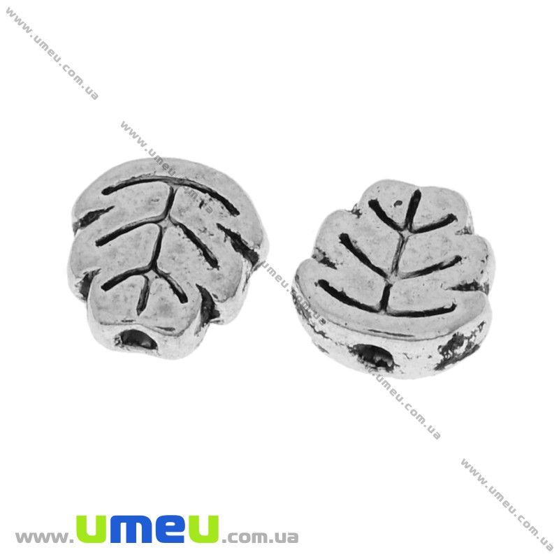 Намистина мет. Листочок, 7х7 мм, Античне срібло (BUS-032687)