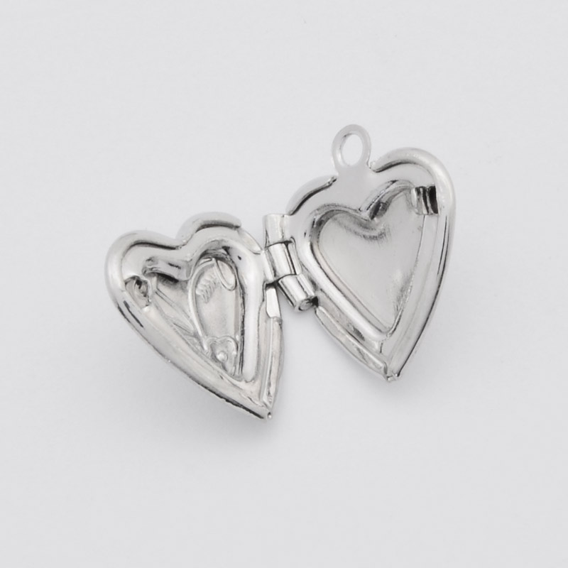 Медальйон Серце з візерунком, Темне срібло, 15х13х4,5 мм (POD-054459)