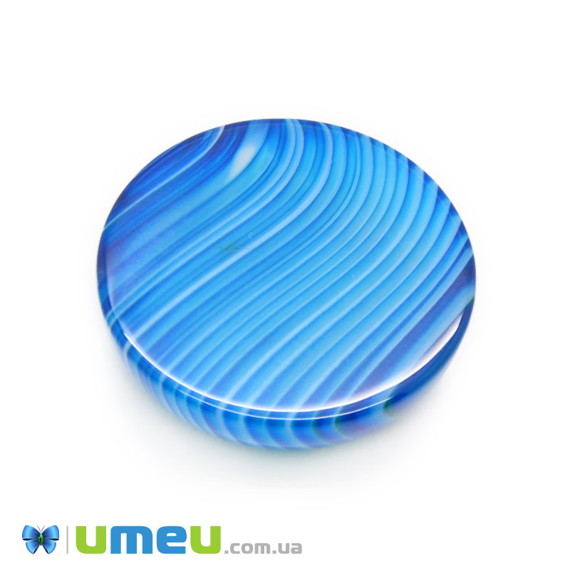 Кабошон нат. камінь Агат синій, Круглий, 20,2 мм (KAB-049991)