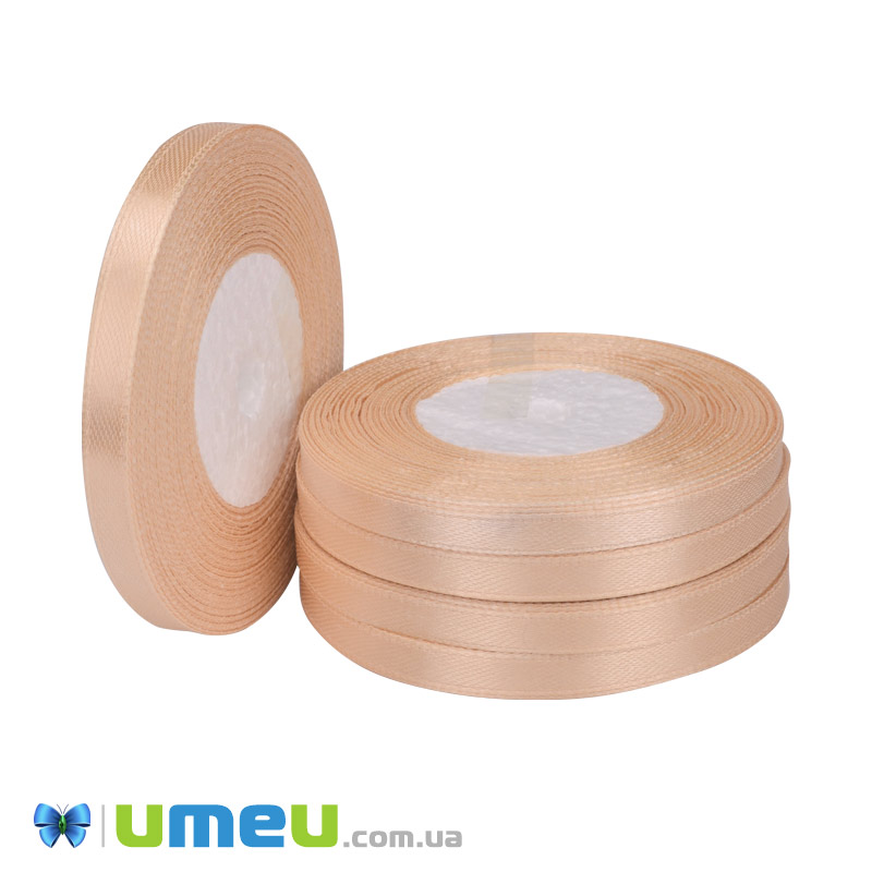 Атласна стрічка, 6 мм, Бежева (LEN-050965)