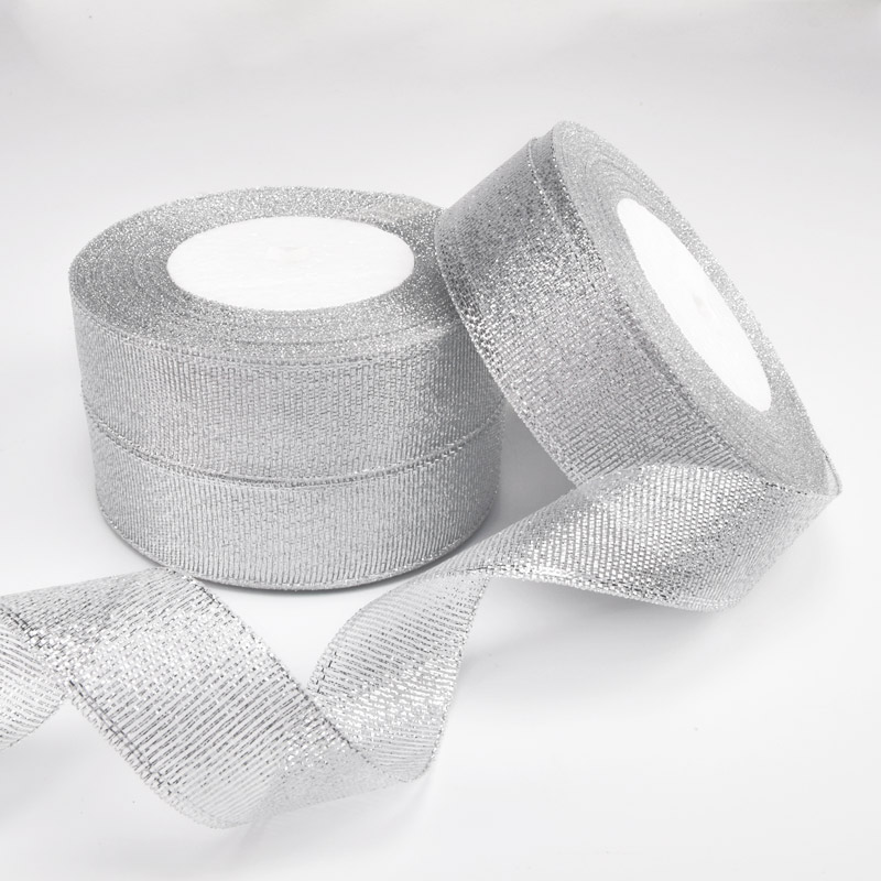 Стрічка парчева, 25 мм, Срібляста (LEN-022603)