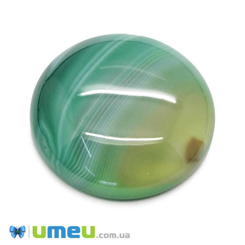 Кабошон нат. камінь Агат зелений, Круглий, 25,2 мм (KAB-050007)