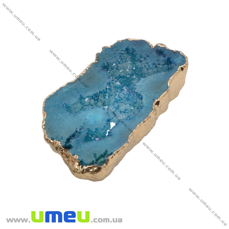 Подвеска из натурального камня, Друза агата, Голубая, 47х23 мм (POD-027073)