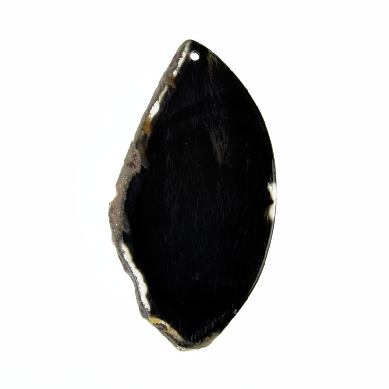 Зріз Агату, Чорний, 71х37 мм (POD-032515)