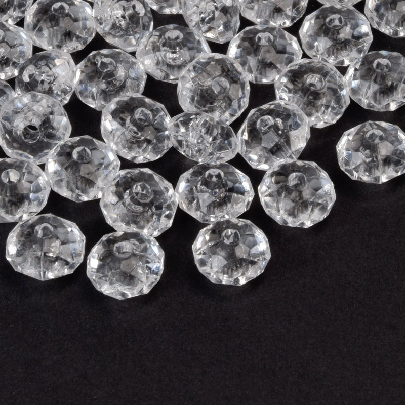 Намистини акрилові, Ронделі, 8х5,2 мм, Прозорі (BUS-059954)