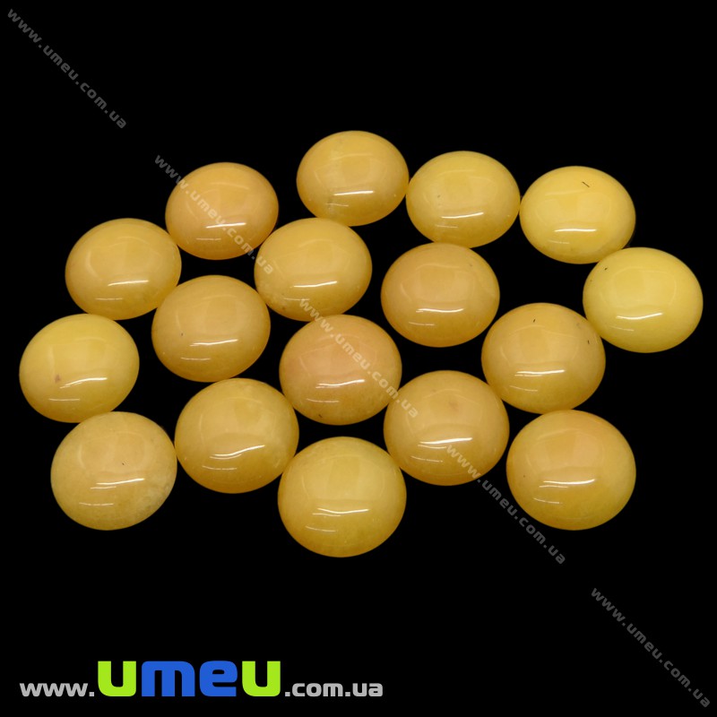 Кабошон нат. камінь Нефрит жовтий, Круглий, 20 мм (KAB-025977)