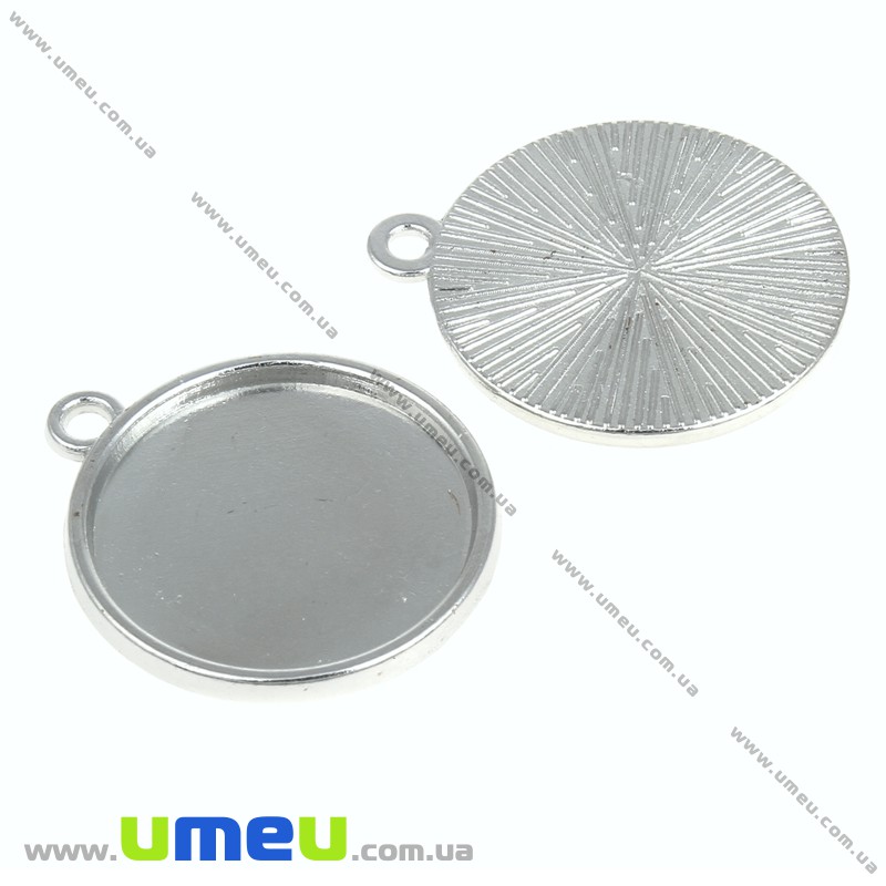 Основа круглая, 24х21 мм, 18 мм, Темное серебро (OSN-016864)