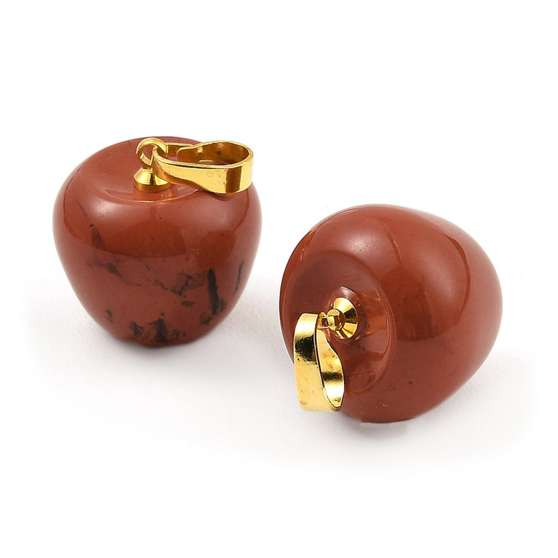 Підвіска Яблуко, Натур. камінь Яшма червона, 14,5х14 мм (POD-058584)