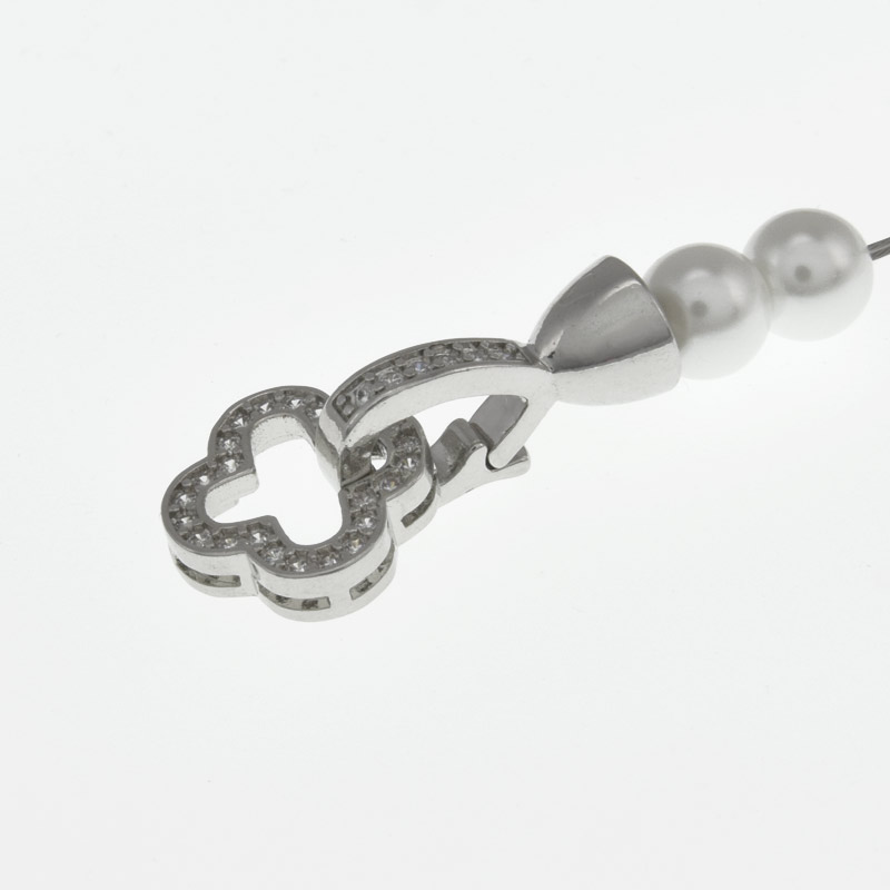 Застёжка, 23х12 мм, Латунь с покрытием Родий, Куб. цирконий (ZAM-058449)