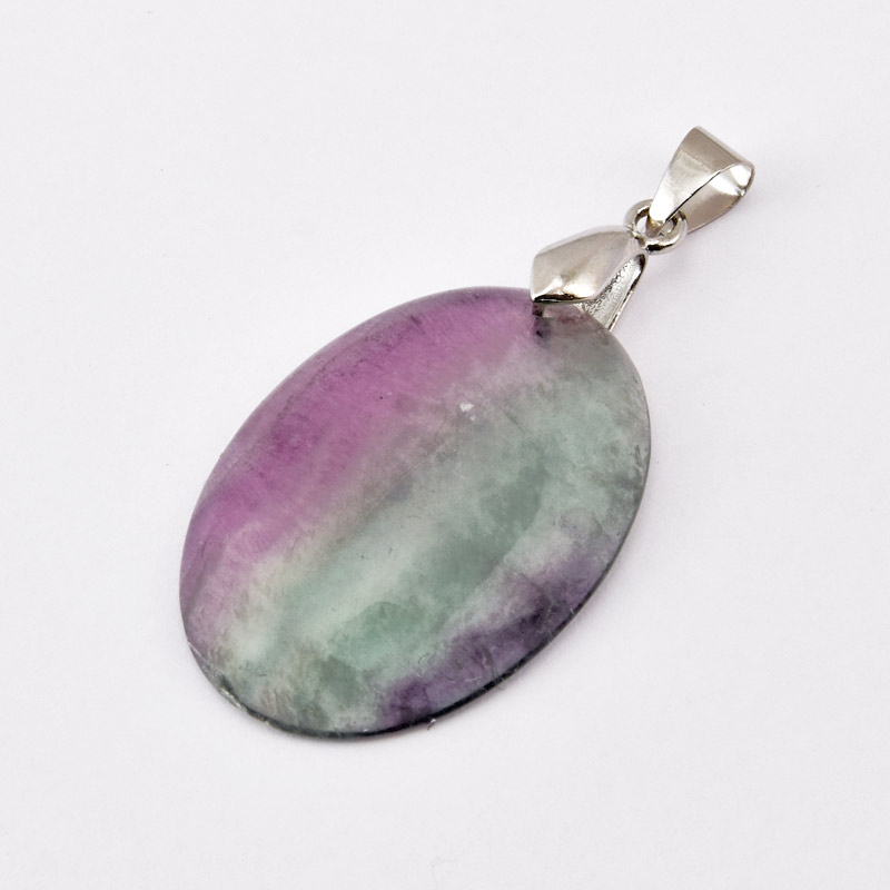 Підвіска Овал, Натур. камінь Флюорит, 30х22 мм (POD-058706)