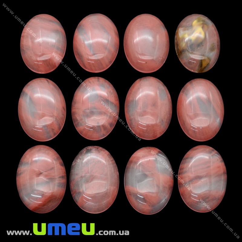 Кабошон нат. камень Кварц вишневый, Овал, 25х18 мм (KAB-012676)