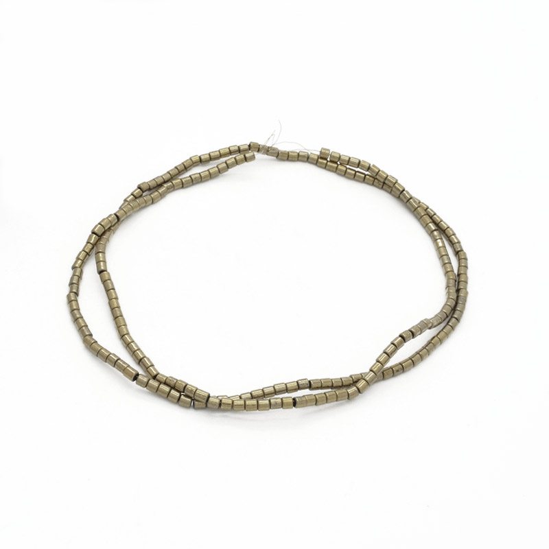 Намистини Гематит, Натур. камінь, 2х2,1 мм, Циліндр, З покриттям, Золотисті (BUS-051768)