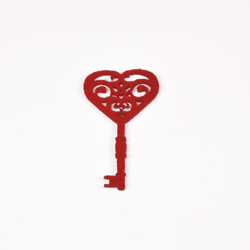 Декоративний виріб з фетру Мереживний ключик, 6х3,5 см, Червоний (FLT-056983)