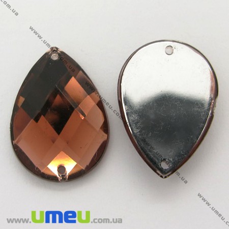 Пришивний кристал пласт. Крапля гранована, 21х15 мм, Коричневий (KAB-005245)