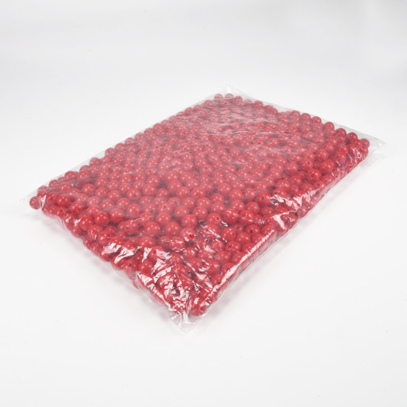 Намистини для сумок ОПТ, Пластикові, Круглі, 10 мм, Червоні (BUS-060737)