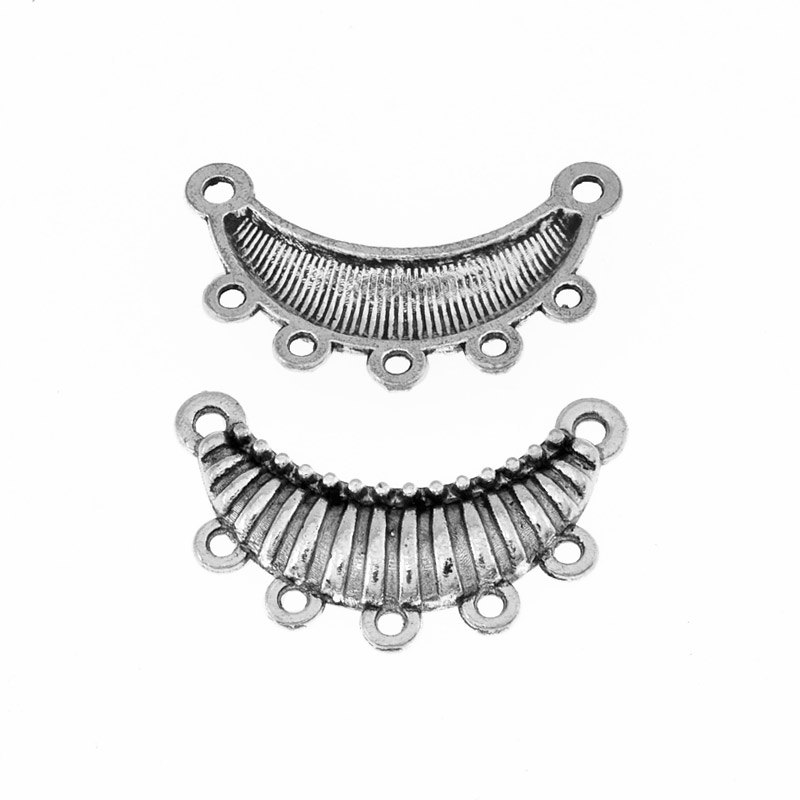 Коннектор металлический на 5 отверстий, 25х16 мм, Античное серебро (KON-055474)