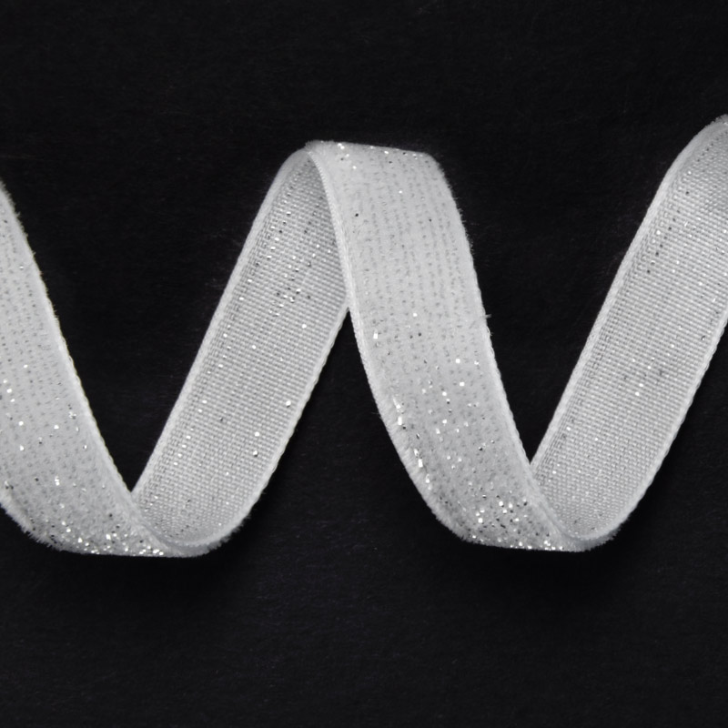 Лента бархатная с люрексом, 10 мм, Серая светлая (LEN-060305)