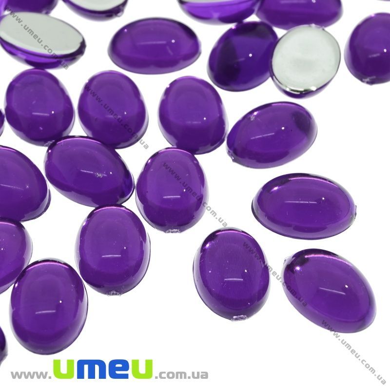 Кабошон пластиковий, Овал, 14х10 мм, Фіолетовий (KAB-022054)
