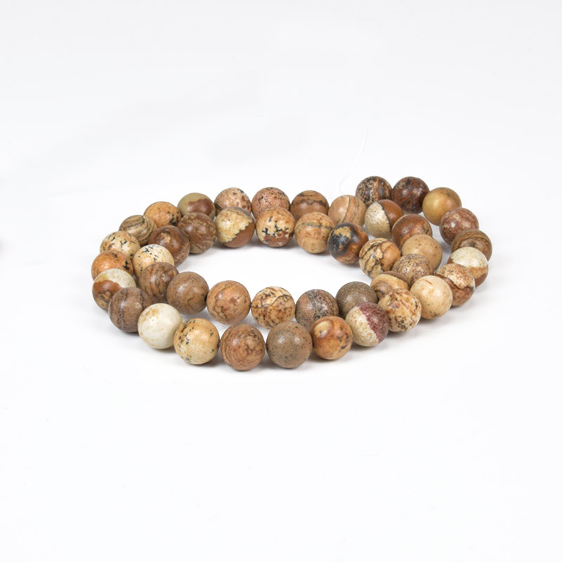 Бусины Яшма пейзажная, Натур. камень, 8 мм, Круглые (BUS-057850)