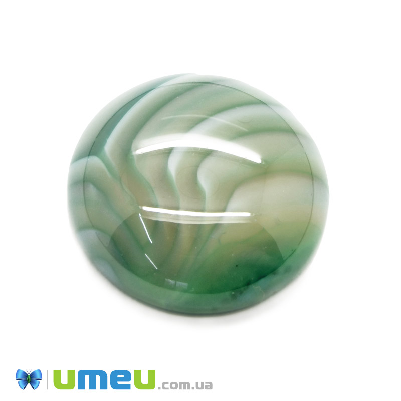 Кабошон нат. камінь Агат зелений, Круглий, 20,4 мм (KAB-049961)