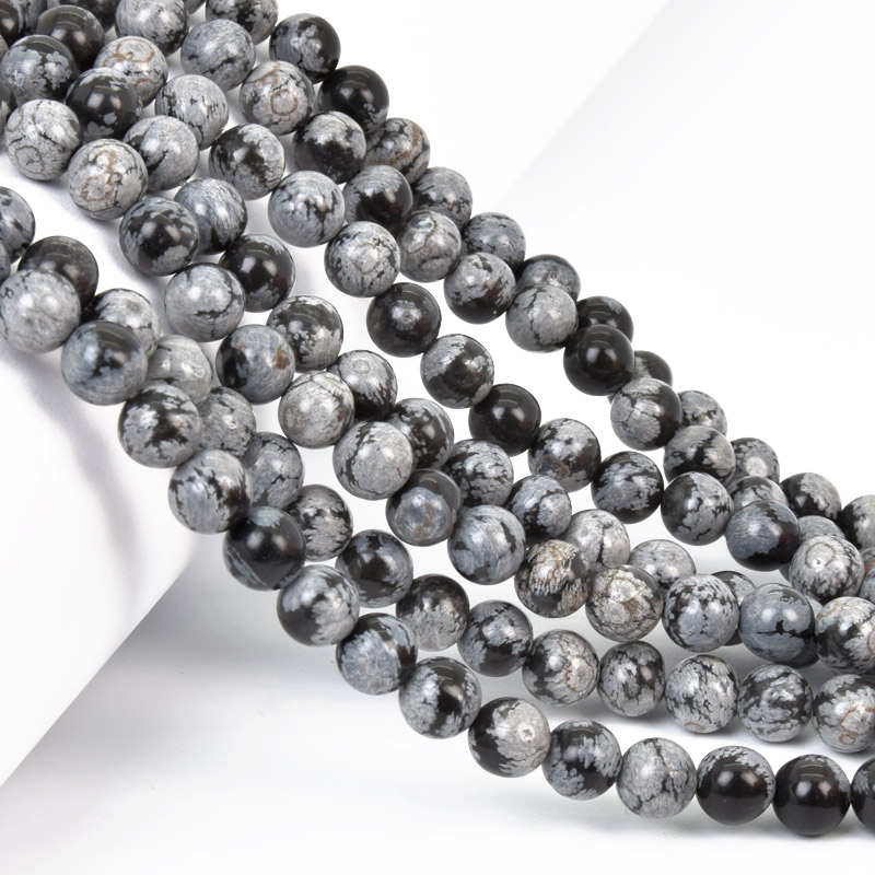 Намистини Сніжний обсидіан, Натур. камінь, 6,5 мм, Круглі (BUS-057999)