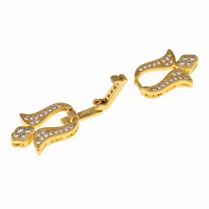 Застібка, 36х12 мм, Латунь, Куб. цирконій (ZAM-055449)