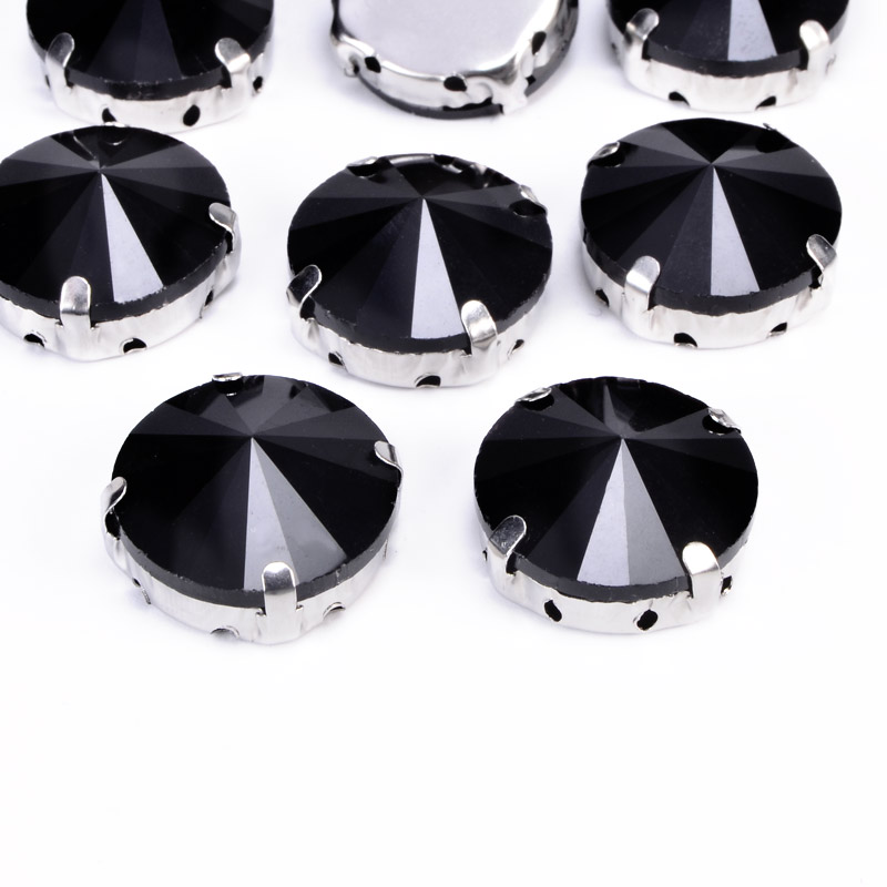 Шатон круглий 18 мм, Темне срібло, Чорний (KAB-052998)
