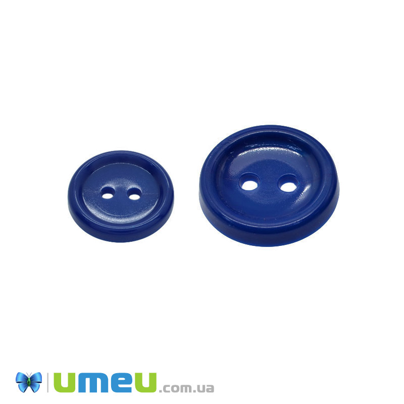 Гудзик пластиковий Круглий, 15 мм, Синій (PUG-047968)