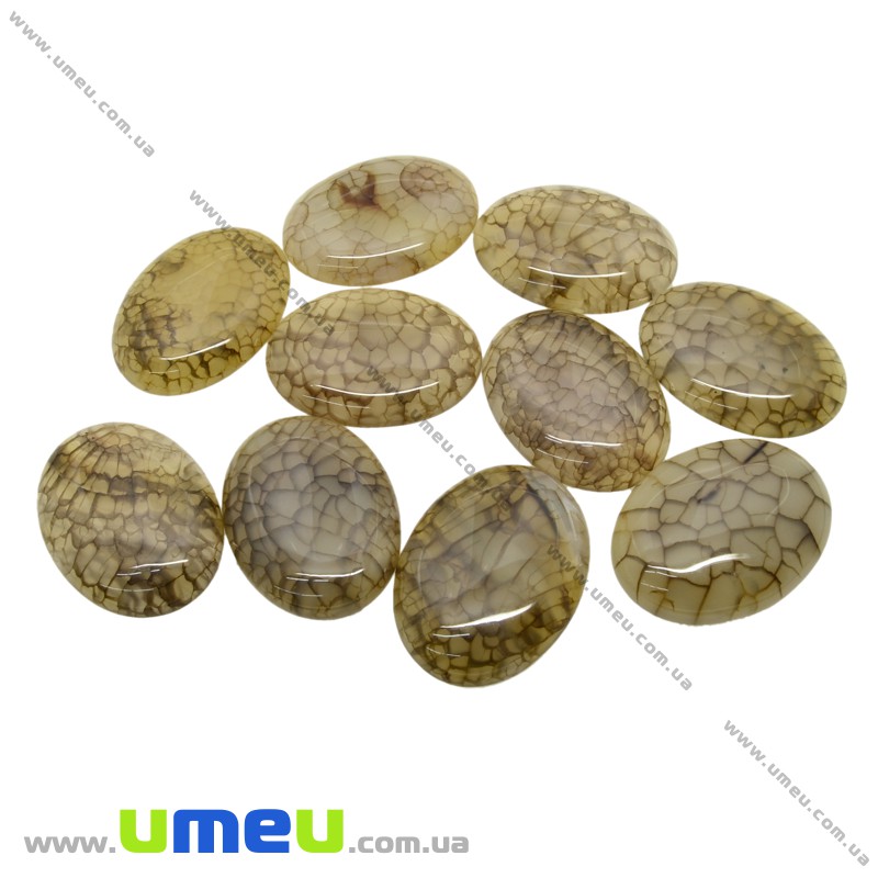 Кабошон нат. камінь Агат Вени Дракона бежевий, Овал, 40х30 мм (KAB-025969)