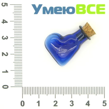 Скляна баночка Серце, Синя, 24х20 мм (DIF-006704)