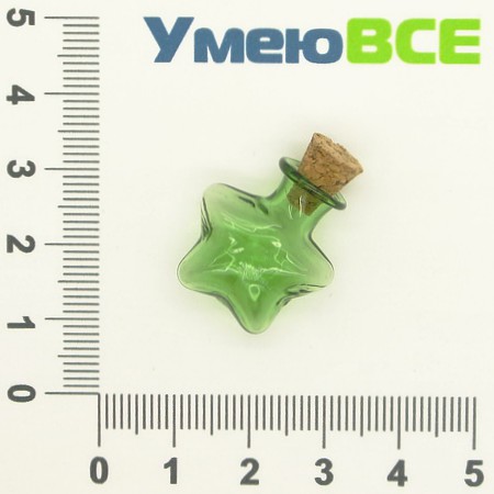 Скляна баночка Зірка, Зелена, 23х20 мм (DIF-006693)