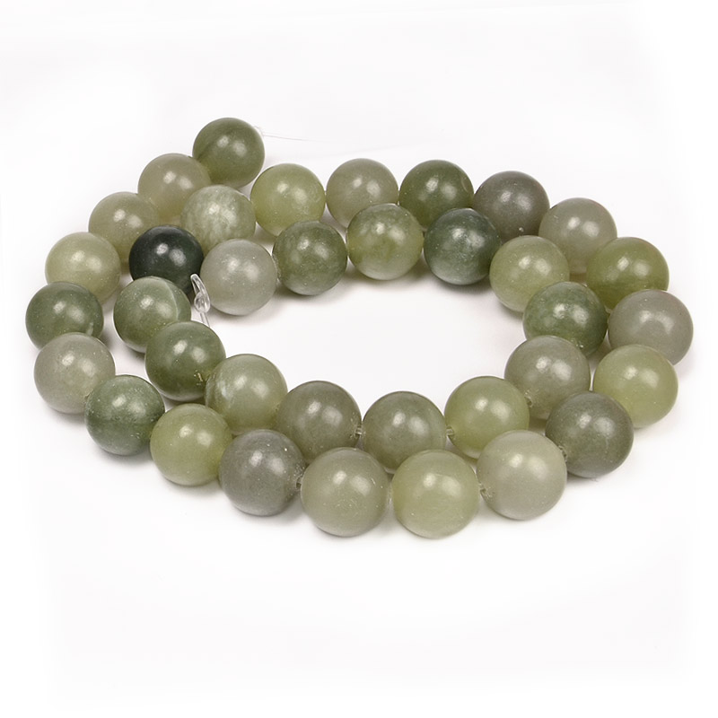 Намистини Нефрит зелений, Натур. камінь, 10,5 мм, Круглі (BUS-053944)