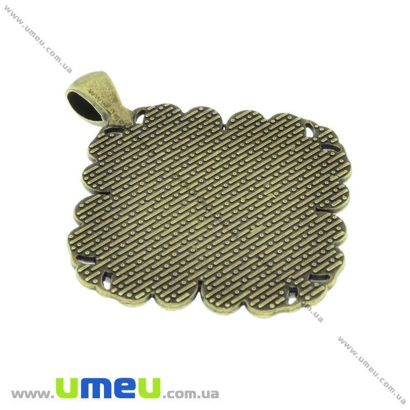 Основа ромб, 52х43 мм, 24х24 мм, Античная бронза (OSN-033682)