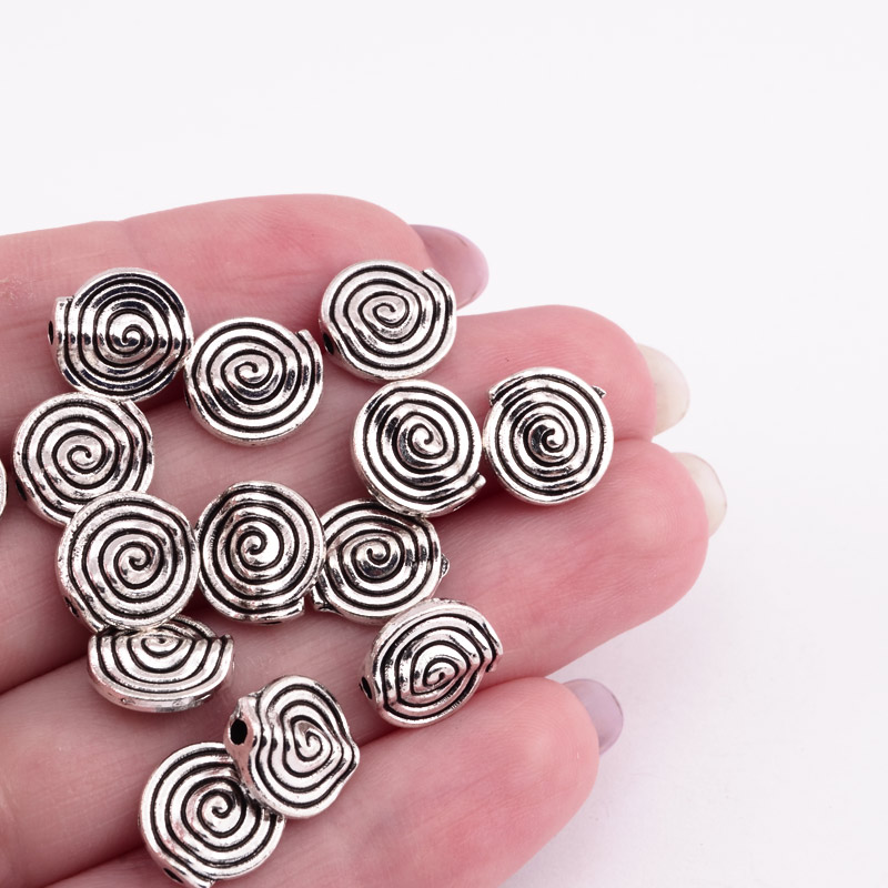 Намистини мет. Спіраль, 10,5х10,3 мм, Античне срібло (BUS-055355)