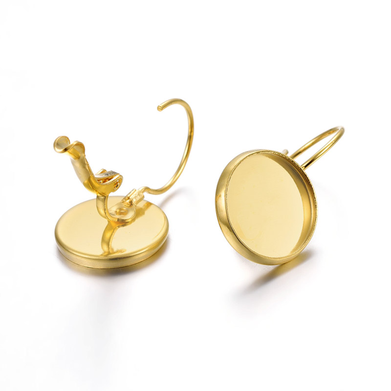 Швензи з нерж. сталі з майданчиком під кабошон 12 мм, 23х14 мм, Золото (STL-060519)