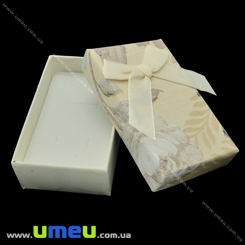 Подарункова коробочка Прямокутна з візерунком, 8х4,5х2,5 см, Кремова (UPK-023137)
