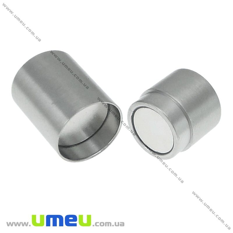 Замок магнитный из нерж. стали для вклеивания шнура, Темное серебро, 20х12 мм (STL-021124)