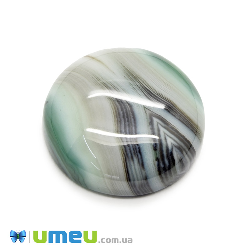 Кабошон нат. камінь Агат зелений, Круглий, 20,1 мм (KAB-049963)
