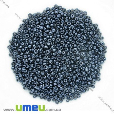 Бісер китайський середній, 8/0, Мокрий асфальт перламутровий, 3 мм (BIS-007992)