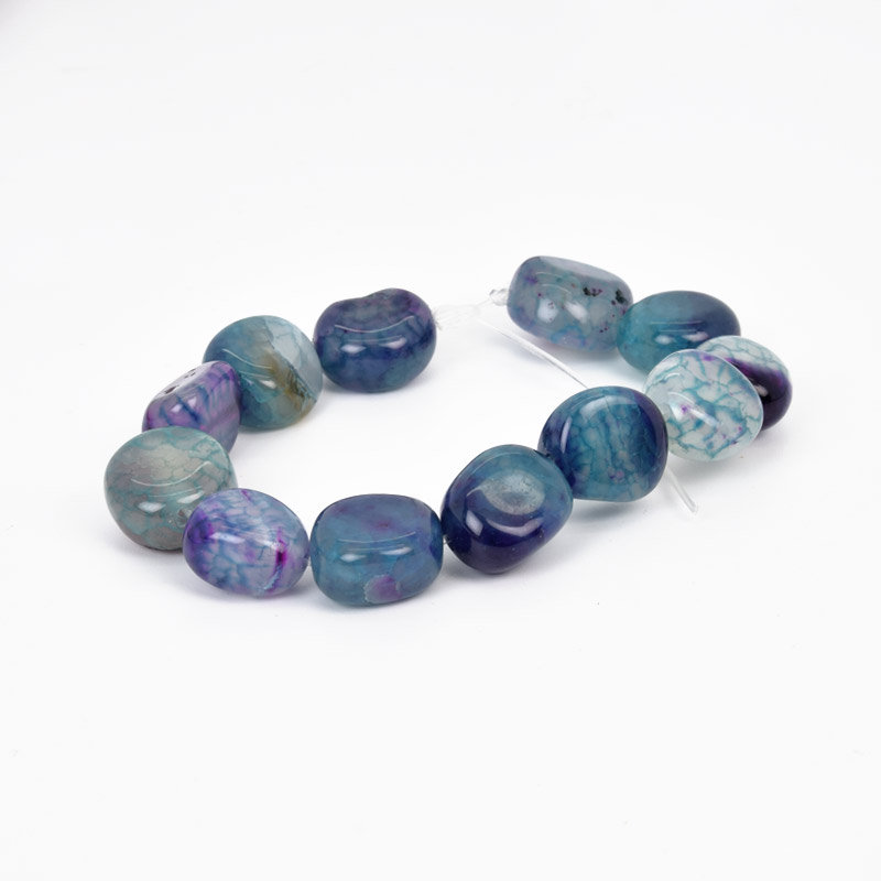 Бусины Агат синий, Натур. камень, 13-16 мм, 19 см (BUS-058142)