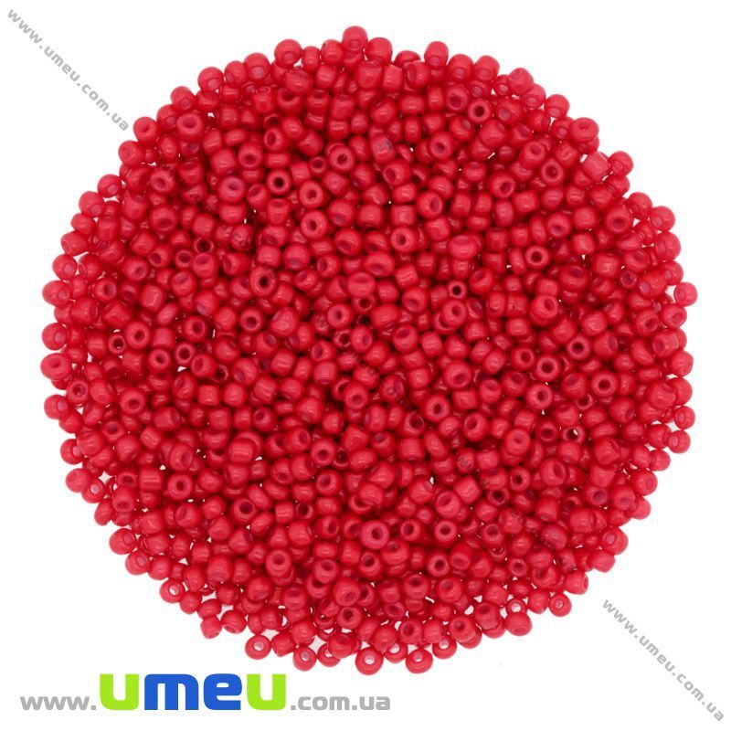 Бісер китайський дрібний, 12/0, Червоний натуральний, 2 мм (BIS-009073)